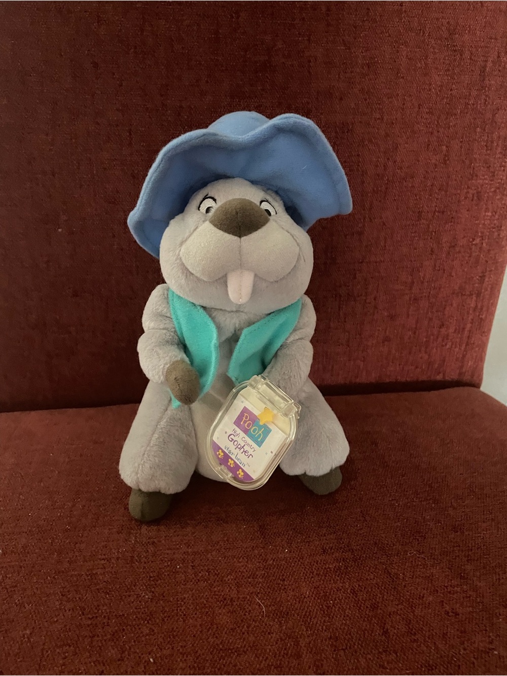 Plush Gopher with Teal Vest and Light Blue Hat vintage Winnie the Pooh